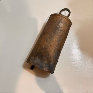 Antique 10 inch copper ? Rustic Metal Cowbell, sheepbell, goat bell. Rustic home